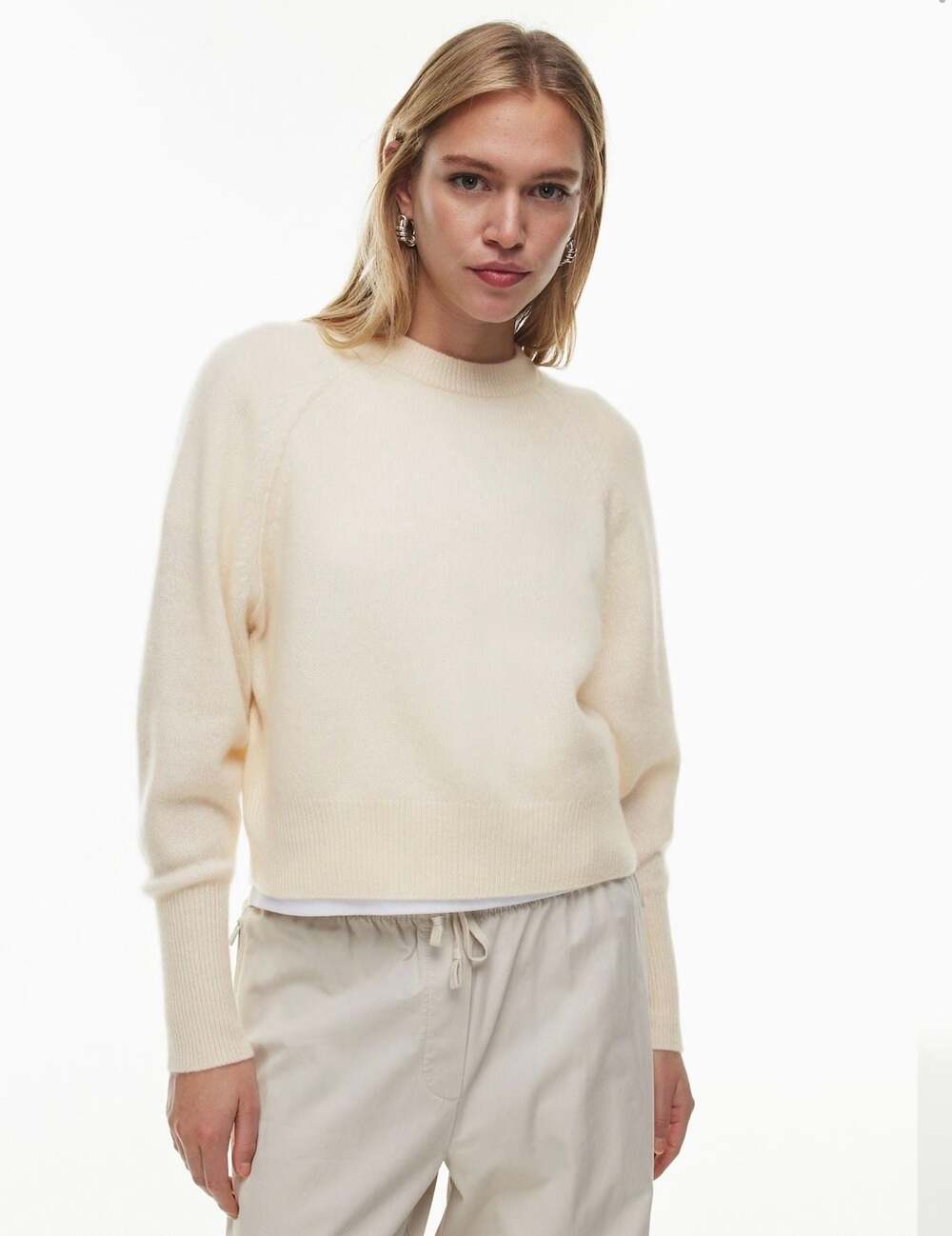 Babaton The Group Luxe Cashmere Crewneck Sweater Ecru Size Medium